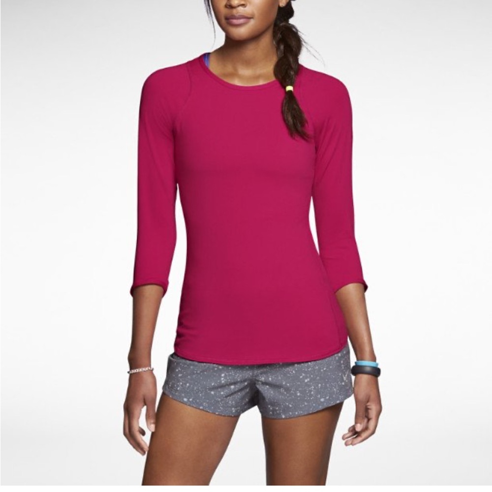 Nike Dri-Fit Baseline 3/4 Sleeve Top - Pink - Size XS